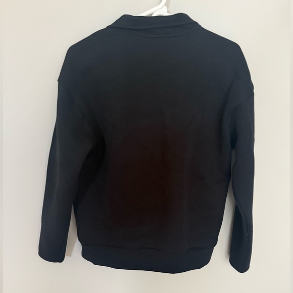 Banana Republic Factory Black Knit Quarter Zip Sweatshirt Medium - Picture 3 of 5